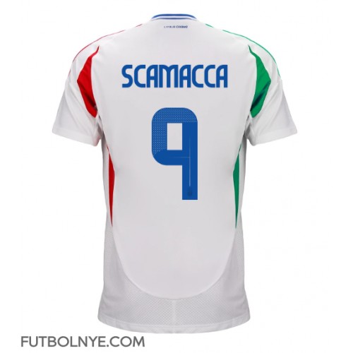 Camiseta Italia Gianluca Scamacca #9 Visitante Equipación Eurocopa 2024 manga corta